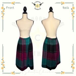 Vintage Rrrrruss by RussTogs Pleated Plaid Maxi Skirt Womens Sz Small Multicolor